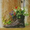 Hiking Boots With Flowers Diamond Painting