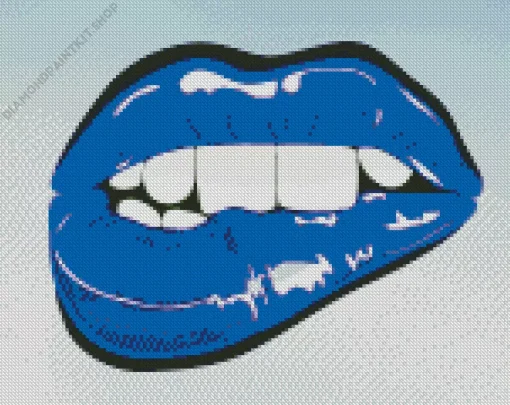 Illustration Blue Lips Diamond Painting