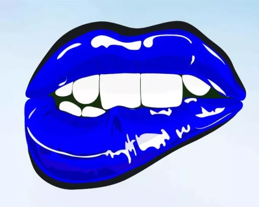 Illustration Blue Lips Diamond Painting