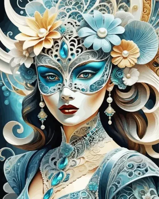 Masked Elegant Woman Diamond Painting