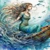 Mermaid On Boat Diamond Painting