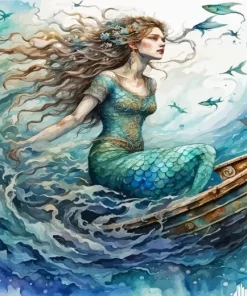 Mermaid On Boat Diamond Painting