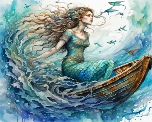 Mermaid On Boat Diamond Painting