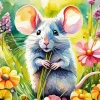 Mouse And Flowers Diamond Painting