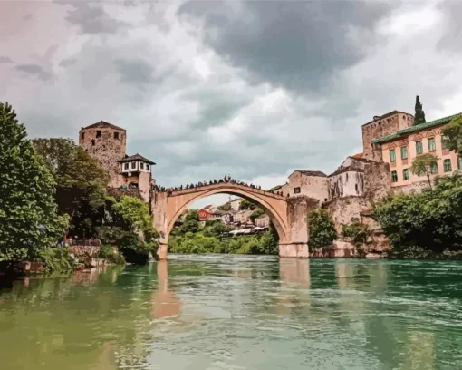 Old Mostar Bridge Diamond Painting