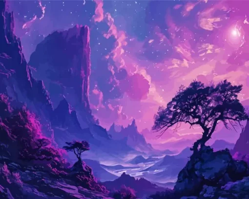 Purple Landscape Diamond Painting