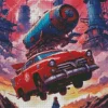 Red Flying Car Diamond Painting