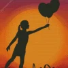 Silhouette Girl With Balloons Diamond Painting