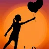 Silhouette Girl With Balloons Diamond Painting