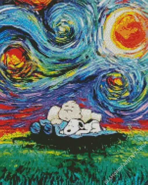 Starry Night Snoopy Diamond Painting