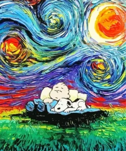 Starry Night Snoopy Diamond Painting