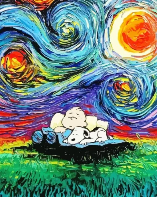 Starry Night Snoopy Diamond Painting