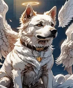 White Dog Angel Diamond Painting