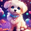 White Morkie Puppy Diamond Painting