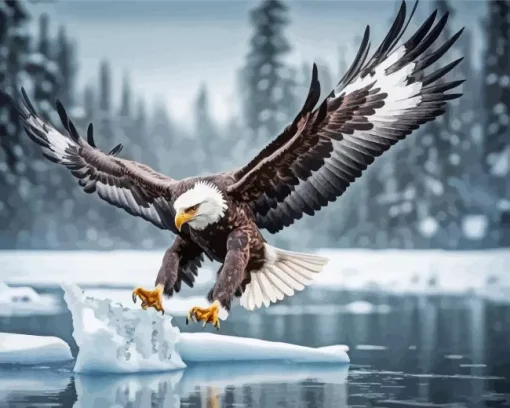 Winter Flying Eagle Diamond Painting