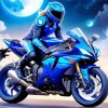 Yamaha Blue Motorbike Driver Diamond Painting