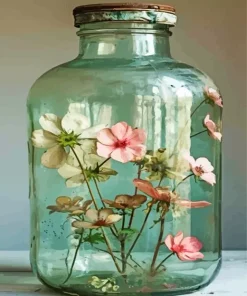Glass Bottle With Flowers Diamond Painting