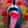 Red Jellyfish In Bottle Diamond Painting
