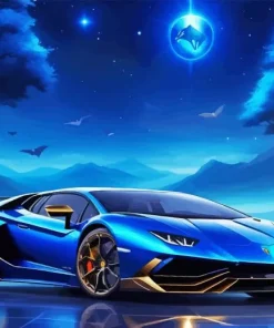 Blue Lamborghini Car Diamond Painting