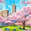 Boston Cherry Blossom Art Diamond Painting