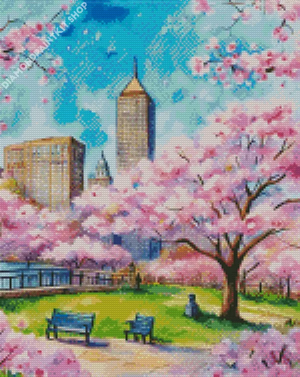 boston cherry blossom art Diamond Paintings Boston Cherry Blossom Art Diamond Painting