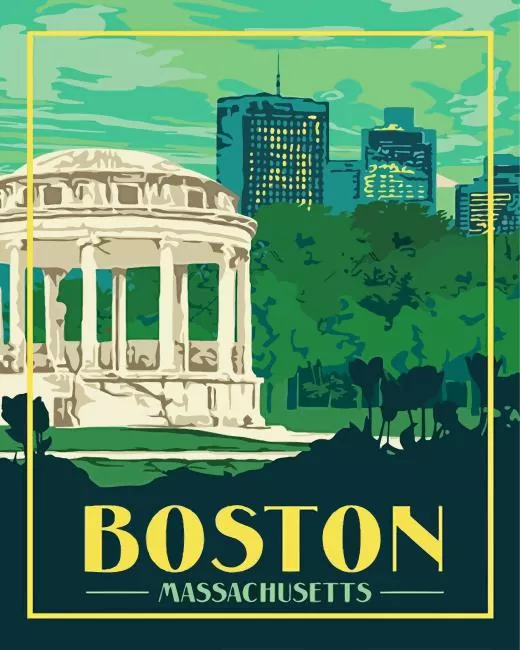 boston city poster Diamond By Numbers Boston City Poster Diamond Painting