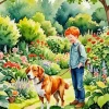 Boy And Dog Diamond Painting