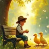 Boy And Ducks Diamond Painting
