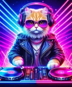Cool Dj Cat Diamond Painting