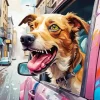 Cool Dog Looking Out Of Window Diamond Painting