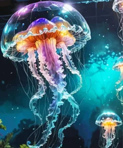 Cool Electric Jellyfish Art Diamond Painting
