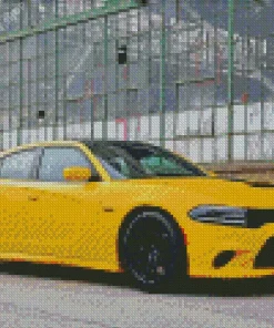 Yellow Dodge Charger Diamond Painting