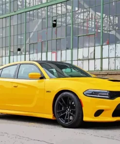 Yellow Dodge Charger Diamond Painting