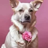 Dog Holding A Rose Diamond Painting