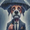 Dog Holding Umbrella Diamond Painting
