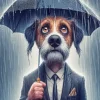 Dog Holding Umbrella Diamond Painting