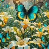 Easter Lily Flowers And Butterflies Diamond Painting