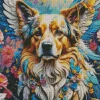 Floral Dog Angel Diamond Painting
