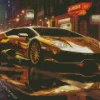 Golden Lamborghini Diamond Painting