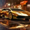 Golden Lamborghini Diamond Painting
