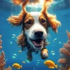 Happy Dog Swimming Diamond Painting
