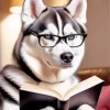 Husky Wearing Glasses Diamond Painting