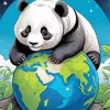 Panda Hugging Earth Diamond Painting