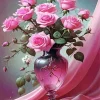 Pink Flowers Bouquet In A Vase Diamond Painting