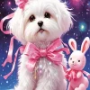Pink Maltese Diamond Painting