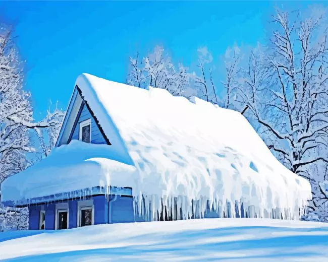 snow on a roof Diamond Paints Snow On A Roof Diamond Painting