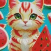 Watermelon Cat Diamond Painting