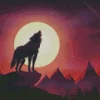 Wolf In The Moon Diamond Painting