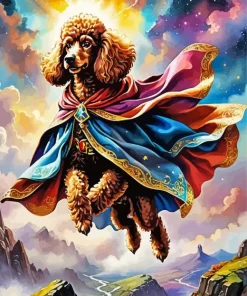 Brown Poodle Superhero Diamond Painting
