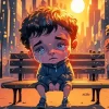 Cartoon Boy Crying Diamond Painting